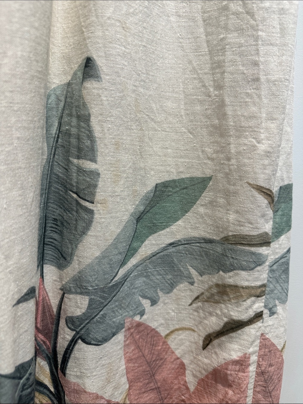 Tropical Print Wide-Leg Lounge Pants - Cream with Green & Pink (M-L) - Picture 8 of 10